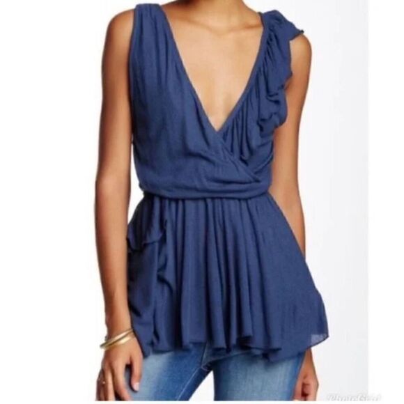 NWT Free People Float Away Asymmetrical Tank Top Blueberry - Picture 1 of 9